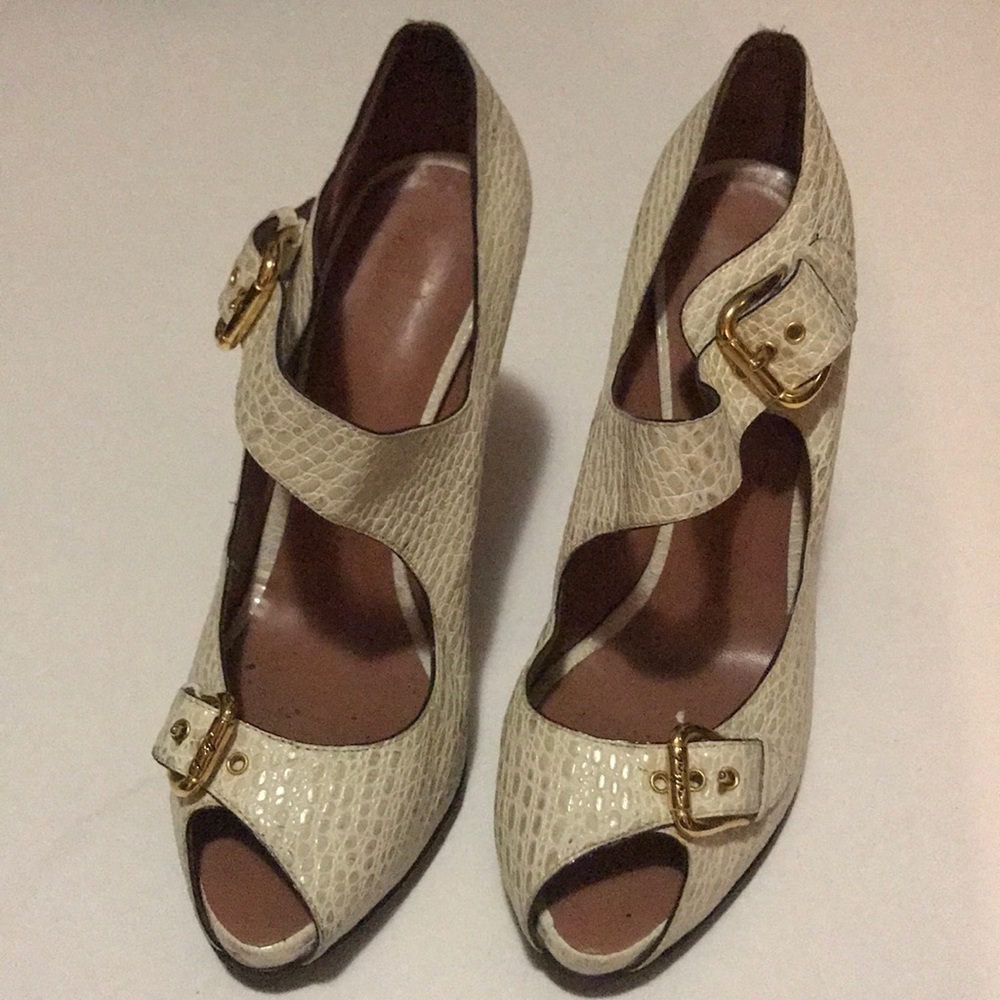 Guiseppe Zanotti Embossed Peep Toe Pumps